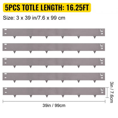 Bordas para Jardim em Metal , 5 Peças, 7.6x99 cm, Aço Galvanizado