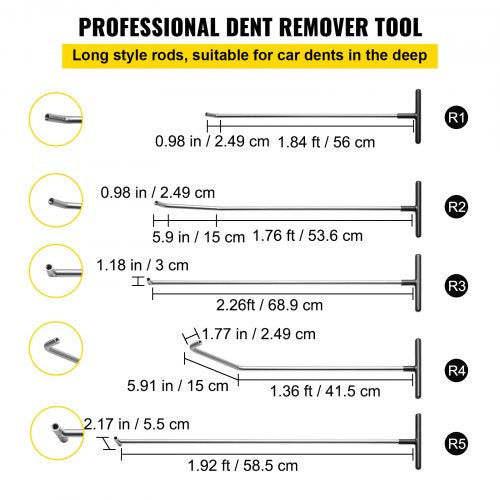 Kit de remoção de amassados com barras