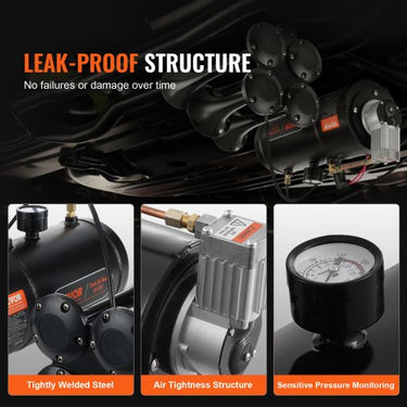 Conjunto de buzina de trem , conjunto de buzina de ar de 4 trombetas, buzina de trem de 150dB para picapes, compressor de ar 12V 120psi, tanque 3L