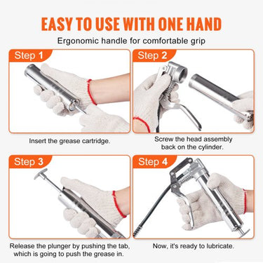 Pistola de graxa para pistola 3500 PSI 4 onças para serviço pesado pistola de graxa manual mangueira flexível