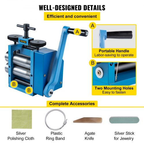 Máquina de laminação manual , prensa de rolo de ferro 75 mm Boa resistência ao desgaste