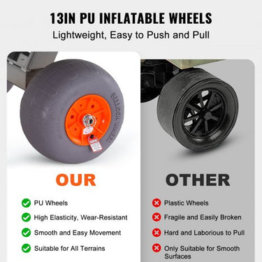 Carrinho de Pesca na Praia , 500lbs, Com Pneus para Areia