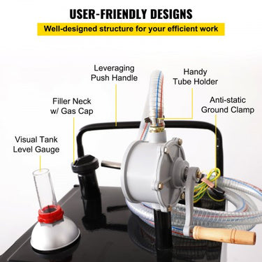 Tanque de armazenamento de combustível Fuel Caddy 30 galões 4 rodas com bomba manual, preto