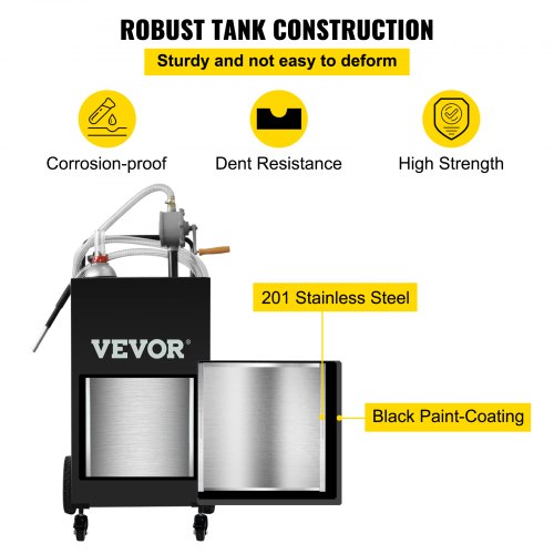 Tanque de armazenamento de combustível Fuel Caddy 30 galões 4 rodas com bomba manual, preto