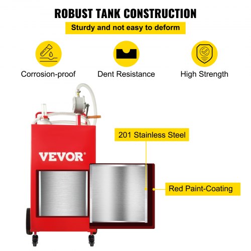 Tanque de armazenamento de combustível Fuel Caddy 30 galões 4 rodas com bomba manual, vermelho