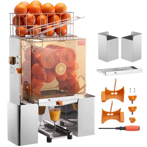 Espremedor de laranja comercial Espremedor automático de 120 W, espremedor de laranja de aço inoxidável para 20 laranjas por minuto