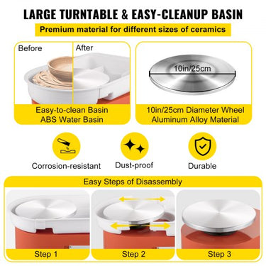 Máquina de roda de cerâmica elétrica Máquina de roda de cerâmica de 25cm Máquina de roda de cerâmica 280W
