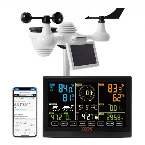 Estação Meteorológica Profissional  WLAN com Sensor Solar e Display de 7.5"