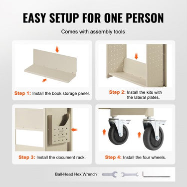 Carrinho para Biblioteca , Bege, 150kg de Capacidade Total