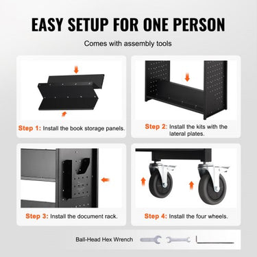 Carrinho para Biblioteca , 1000x510x1250mm, 150kg de Capacidade Total