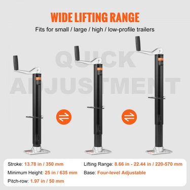 Trailer Jack A-Frame Bolt On Trailer Jack 2.000 lb com altura ajustável