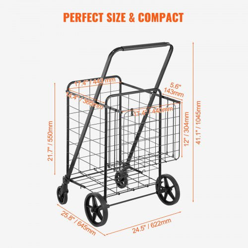 Carrinho de Compras Dobrável , 50kg, Multifuncional