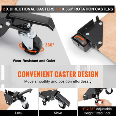 Base Móvel , 304x304mm, Ajustável, com Rodas