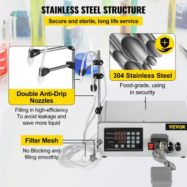 Máquina de Enchimento de Líquidos GFK280, Aço Inoxidável, Autoaspirante