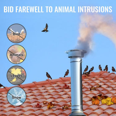 Capa de Chaminé  em Aço Inoxidável, 300x300x220 mm, Proteção Contra Intempéries