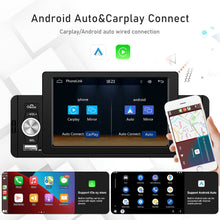 Carregar imagem no visualizador da galeria, Rádio para automóvel 1Din 5&quot; com Apple Carplay/AndroidTouchscreen Bluetooth FM
