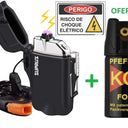 Esqueiro Eletrico Com Lanterna Prova De Agua + Oferta Spray Defesa Contra Animais