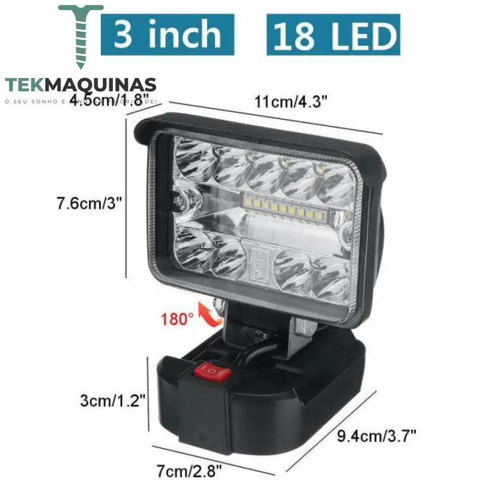 Lampada Led Para Baterias Parkside (Varios Tamanhos) 3 Polgadas