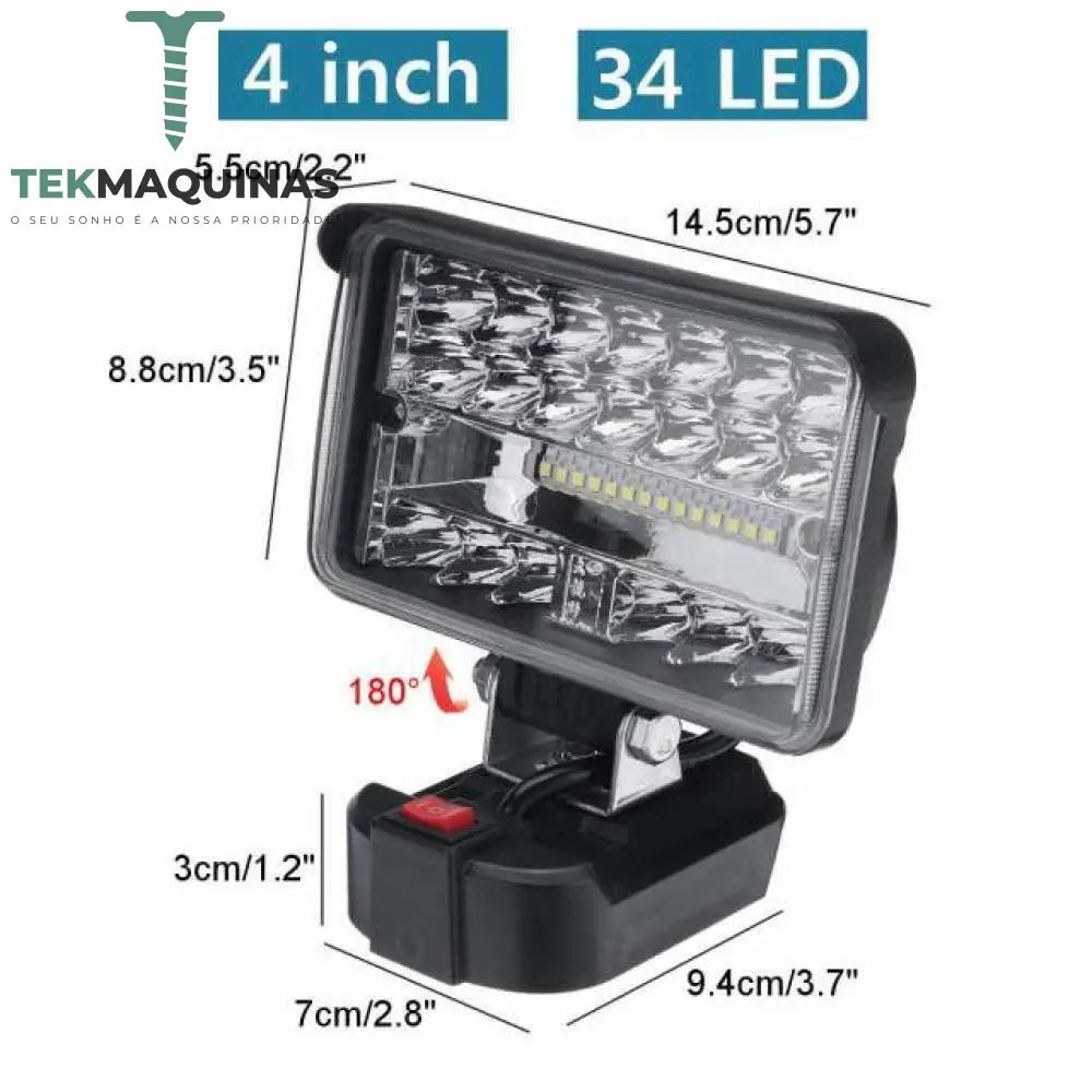 Lampada Led Para Baterias Parkside (Varios Tamanhos) 4 Polgadas