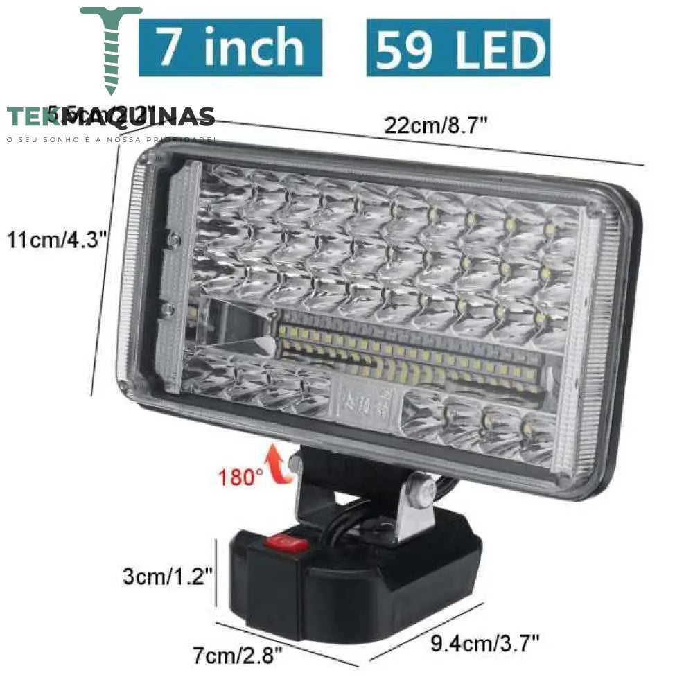 Lampada Led Para Baterias Parkside (Varios Tamanhos) 7 Polgadas