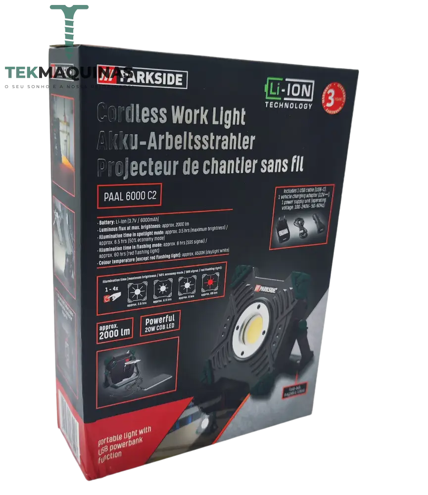 Luz De Trabalho Led Bateria Parkside Com Luz Intermitente B-Ware