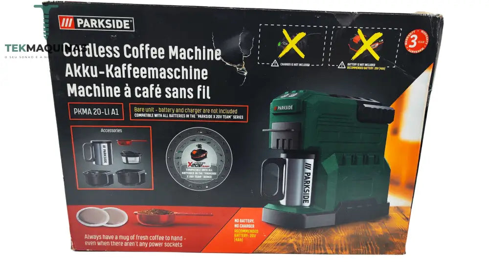 Máquina De Café Sem Fio Parkside Pkma 20-Li A1 20 V (Somente Uma Em Stock) B-Ware