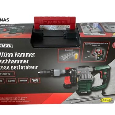 Martelo Demolidor Parkside 1300 Watts Com Caixa Cinzel Pontiagudo E Plano B-Ware