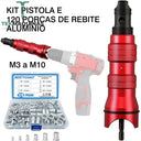 Pistola Rebitador Para Rebites Com Rosca Parafusadora / Furadeira Kit C/ Rebites Alumínio