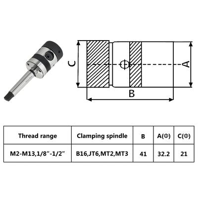 Cabeça de roscar B16 com cone MT2 para roscas internas M2-M13