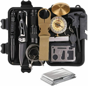 Kit de equipamento de sobrevivência de emergência ao ar livre para acampamento multiferramenta caixa de primeiros socorros ao ar livre