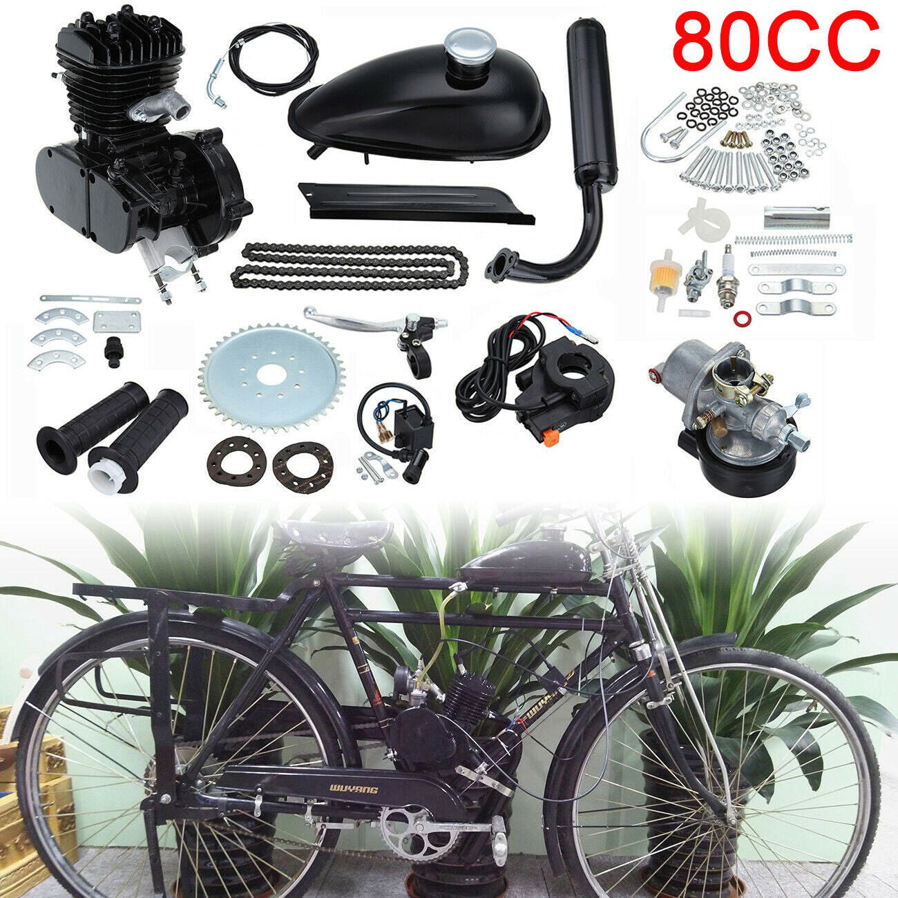 Kit de Motor 2 tempos 80CC a Gasolina para Bicicleta Motorizada