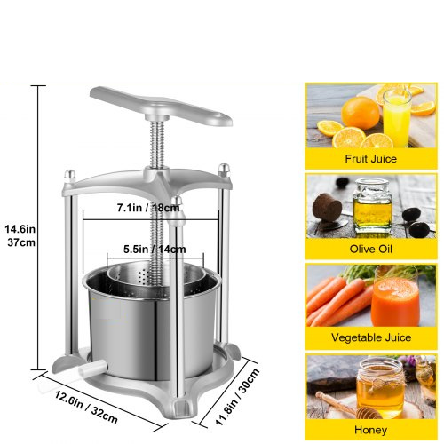 Prensa manual 5,5l para uvas azeitonas frutas