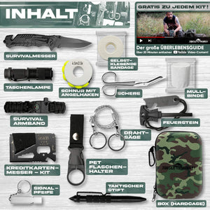 Kit Sobrevivência conjunto de 13 pçs com faca, lanterna e acessórios