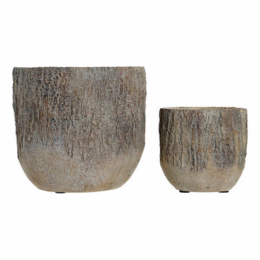 Macetero DKD Home Decor Tronco Marrón Cemento Tradicional 20 x 20 x 19 cm