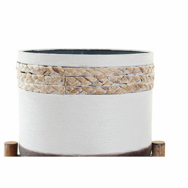 Set de Macetas DKD Home Decor Gris Metal Madera Marrón Blanco (24,5 x 24,5 x 27,5 cm)