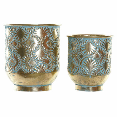 Macetero DKD Home Decor Floral Dorado Metal (27 x 27 x 31 cm) (23 x 23 x 27 cm) (2 pcs)