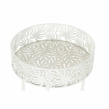 Set de Macetas DKD Home Decor Metal Blanco Tropical Hoja de planta (30 x 30 x 70 cm)