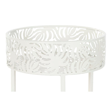 Set de Macetas DKD Home Decor Metal Blanco Tropical Hoja de planta (30 x 30 x 70 cm)