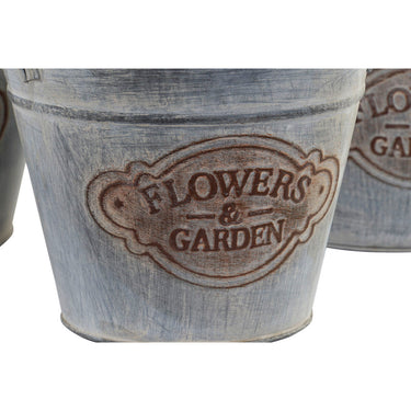 Set de Macetas DKD Home Decor 32 x 31 x 30 cm Gris Metal Marrón Shabby Chic