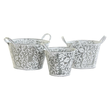 Set de Macetas DKD Home Decor Mosaico Gris Metal Árabe (31 x 25 x 19 cm)