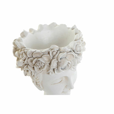 Macetero DKD Home Decor 17 x 15 x 25 cm Blanco Resina Romántico