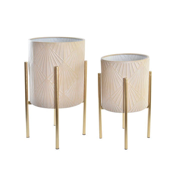 Set de Macetas DKD Home Decor Rosa Dorado Metal Moderno (31 x 31 x 58 cm)
