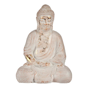 Figura Decorativa para Jardim Buda Branco/Dourado Poliresina (22,5 x 41,5 x 29,5 cm)