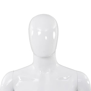 Manequim masculino completo base vidro 185 cm branco brilhante