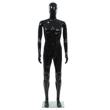 Carregar imagem no visualizador da galeria, Manequim masculino completo base vidro 185 cm preto brilhante
