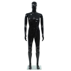 Manequim masculino completo base vidro 185 cm preto brilhante