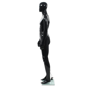 Manequim masculino completo base vidro 185 cm preto brilhante