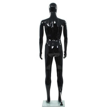 Carregar imagem no visualizador da galeria, Manequim masculino completo base vidro 185 cm preto brilhante
