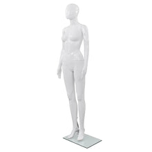 Carregar imagem no visualizador da galeria, Manequim feminino completo base em vidro 175cm branco brilhante
