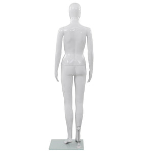 Manequim feminino completo base em vidro 175cm branco brilhante